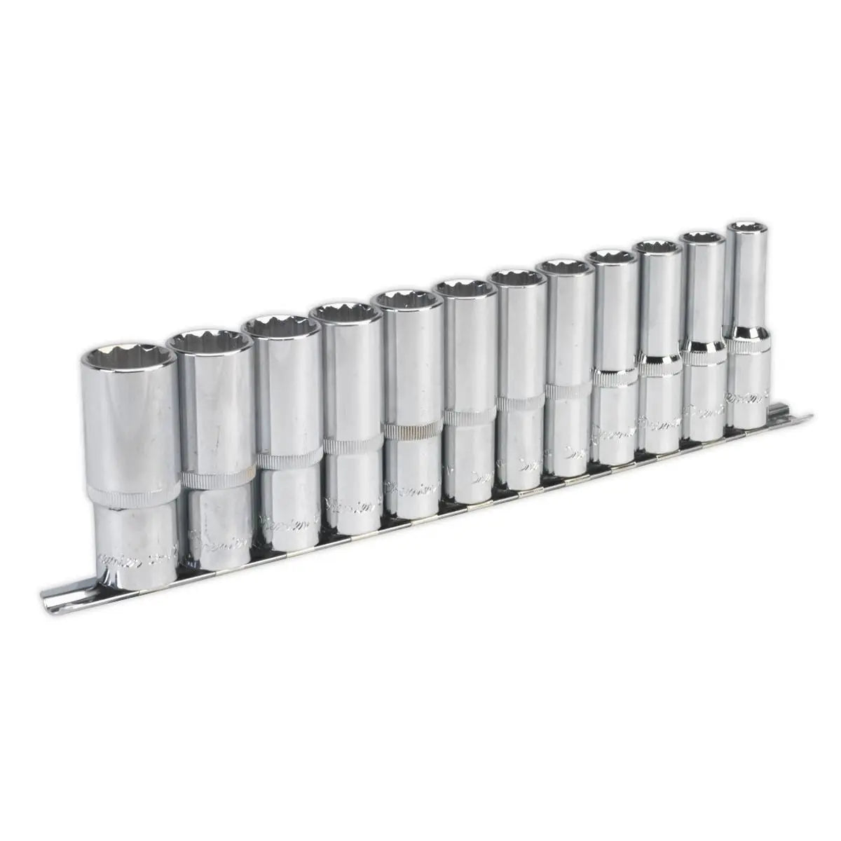 Sealey Premier Socket Set 12pc 1/2"Sq Drive 12pt Deep WallDrive® Metric