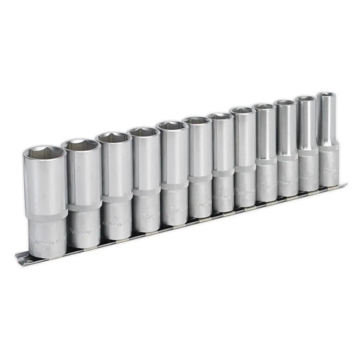 Sealey Premier Socket Set 12pc 1/2"Sq Drive 6pt Deep WallDrive® Metric