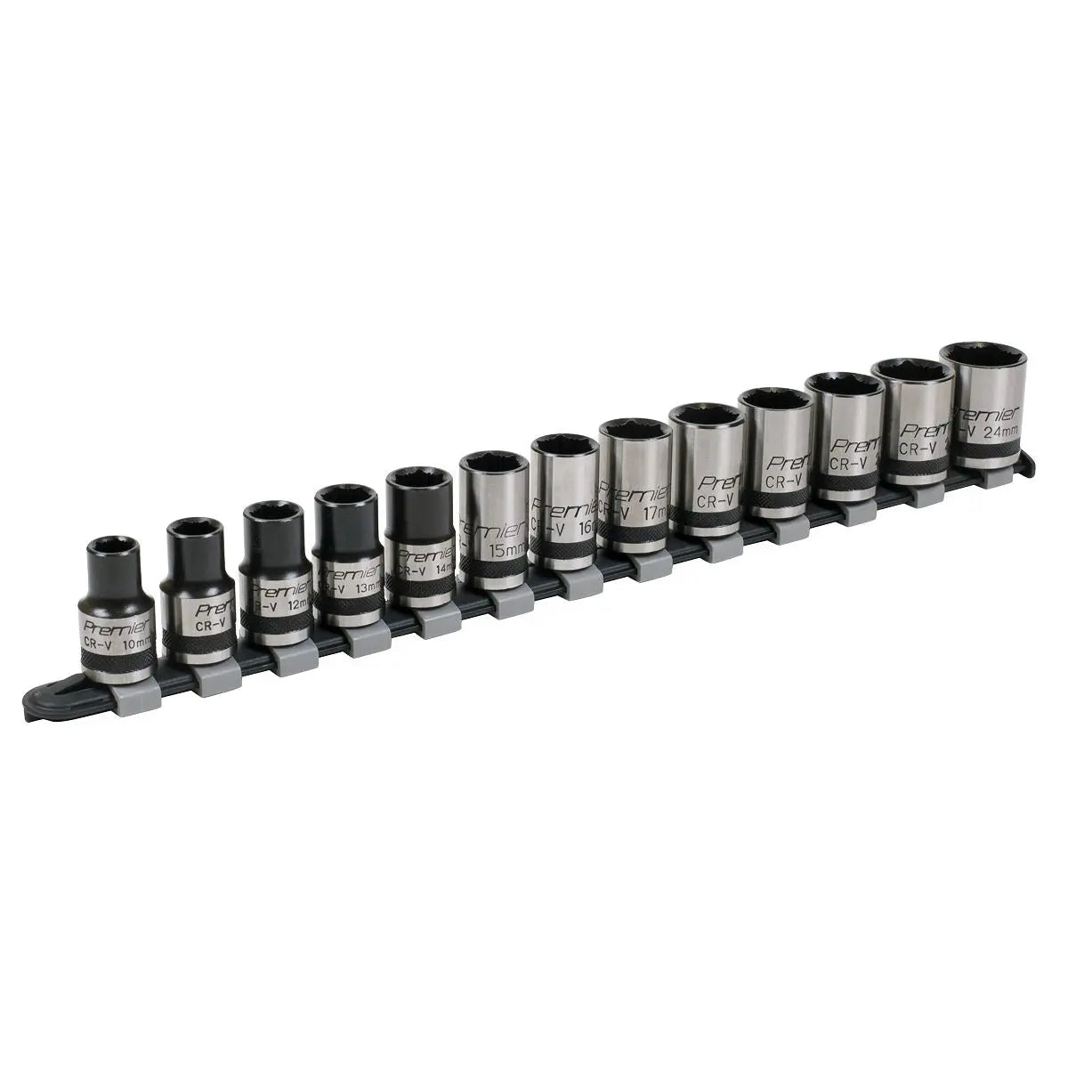 Sealey Premier Socket Set 13pc 1/2"Sq Drive Lock-On™ 6pt Metric - Black Series