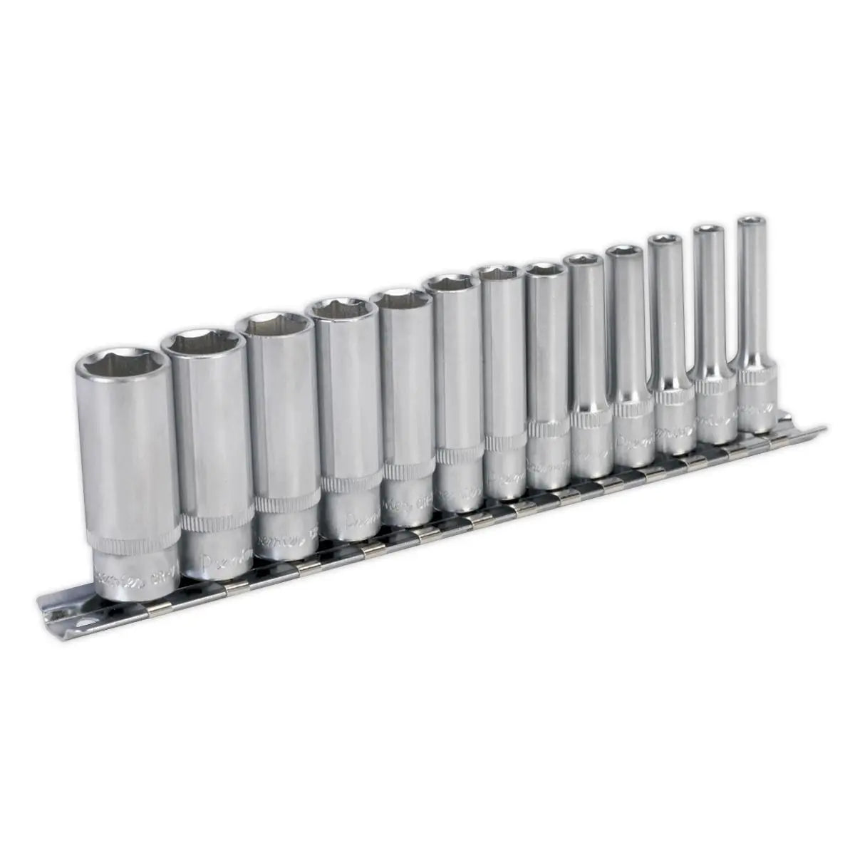 Sealey Premier Socket Set 13pc 1/4"Sq Drive 6pt Deep WallDrive® Metric