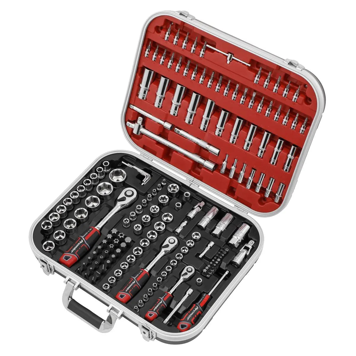 Sealey Premier Socket Set 172pc 1/4", 3/8" & 1/2"Sq Drive WallDrive® White Rose Tools