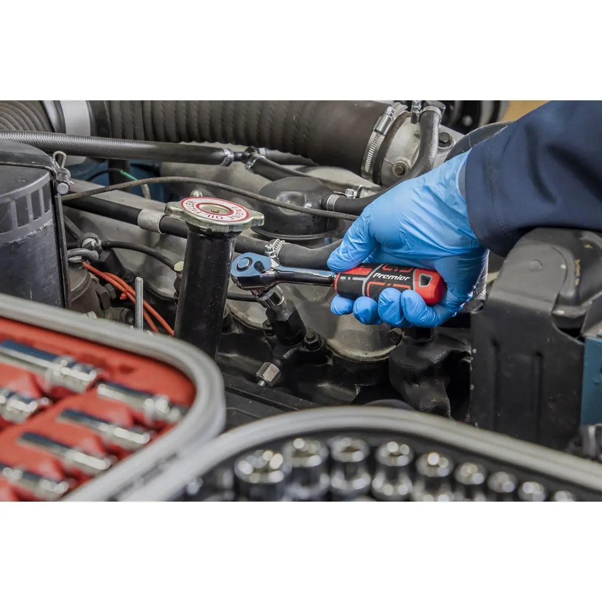 Sealey Premier Socket Set 216pc 1/4", 3/8" & 1/2"Sq Drive WallDrive® White Rose Tools