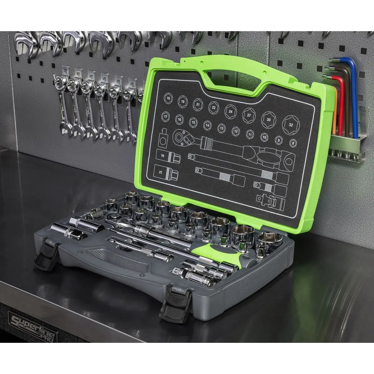 Sealey Premier Socket Set 26pc 1/2"Sq Drive 6pt WallDrive® Metric