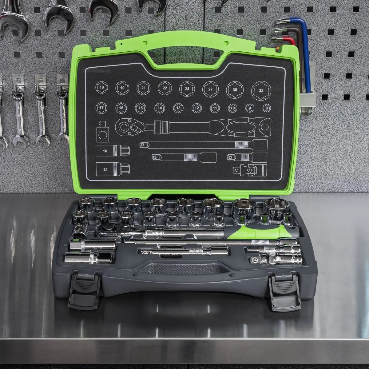 Sealey Premier Socket Set 26pc 1/2"Sq Drive 6pt WallDrive® Metric