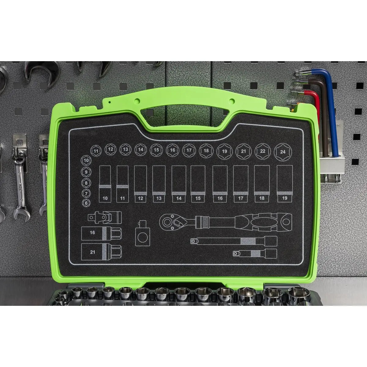 Sealey Premier Socket Set 34pc 3/8"Sq Drive 6pt WallDrive® Metric