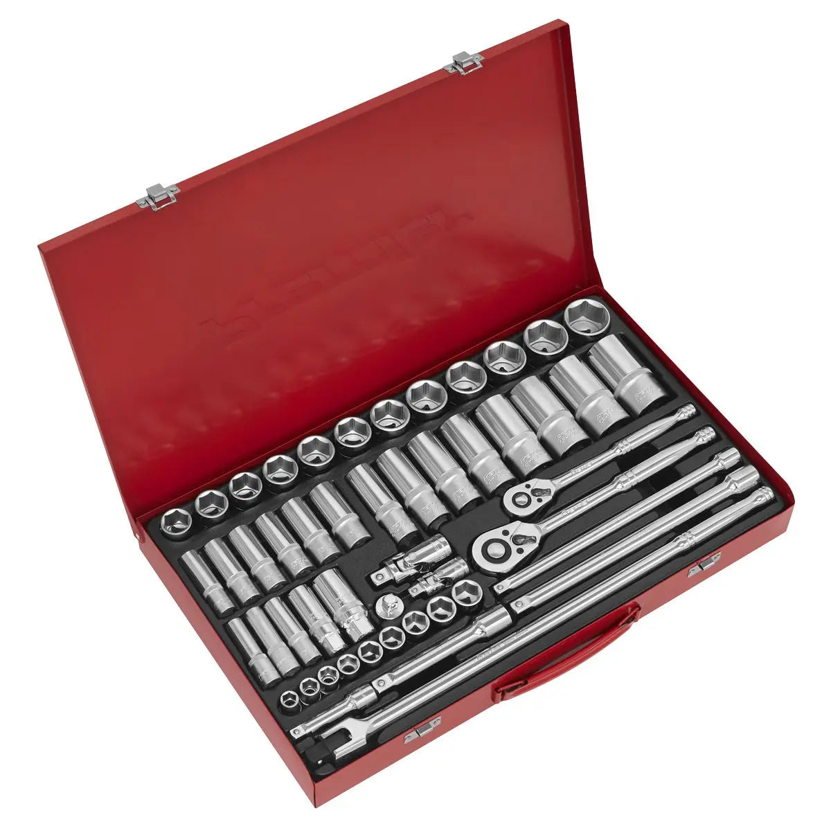 Sealey Premier Socket Set 50pc 3/8" & 1/2"Sq Drive 6pt WallDrive® - Metric