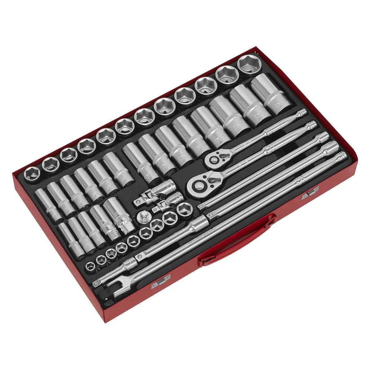 Sealey Premier Socket Set 50pc 3/8" & 1/2"Sq Drive 6pt WallDrive® - Metric