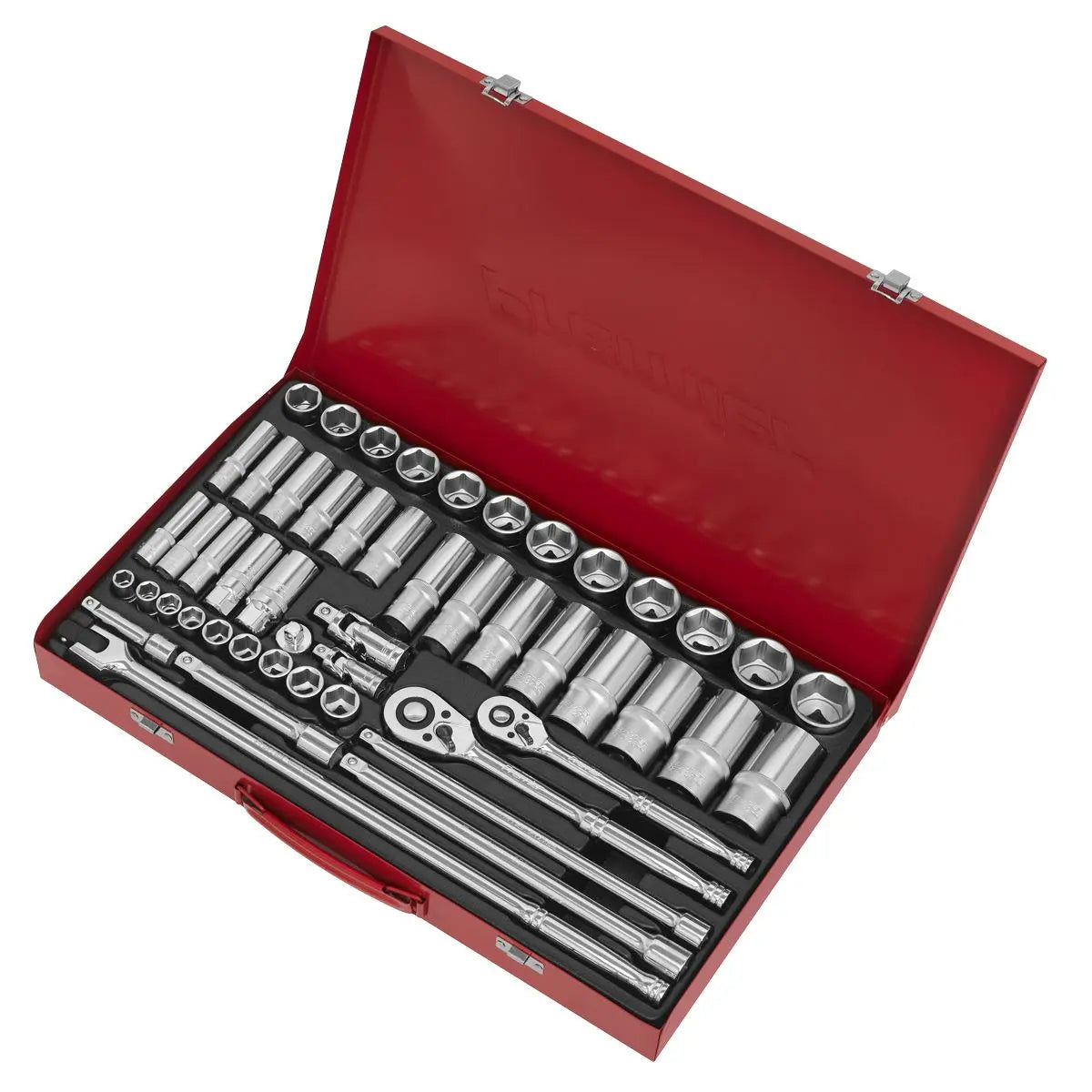 Sealey Premier Socket Set 50pc 3/8" & 1/2"Sq Drive 6pt WallDrive® - Metric