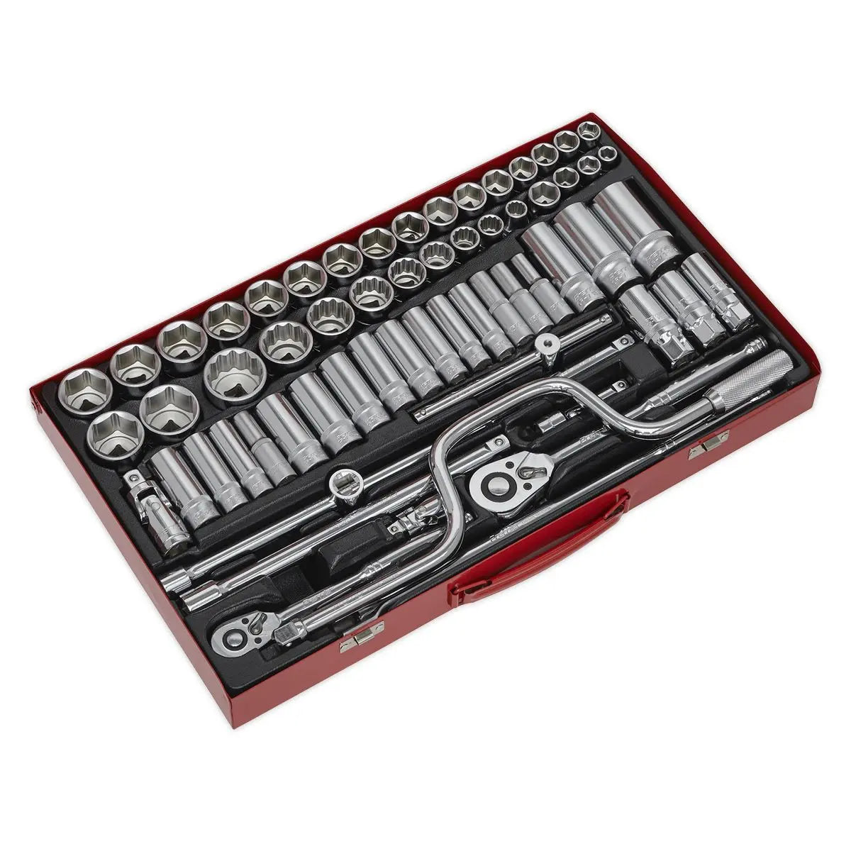 Sealey Premier Socket Set 64pc 3/8" & 1/2"Sq Drive 6pt WallDrive® - Metric/Imperial