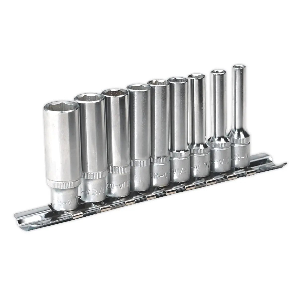Sealey Premier Socket Set 9pc 1/4"Sq Drive 6pt Deep WallDrive® Imperial