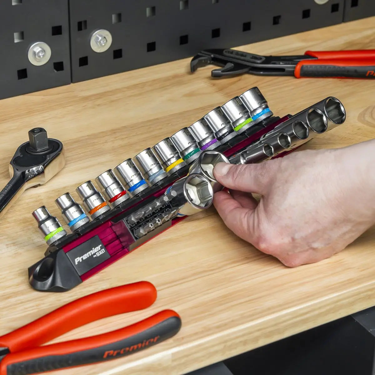 Sealey Premier Socket & Bit Retaining Rail 3/8"Sq Drive White Rose Tools