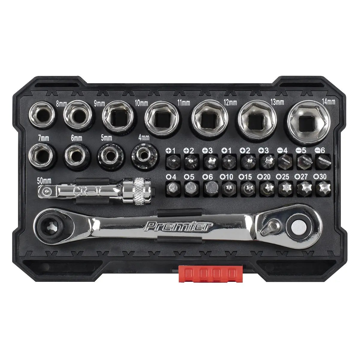 Sealey Premier Socket & Bit Set 1/4"Sq Drive Colour-Coded 31pc White Rose Tools