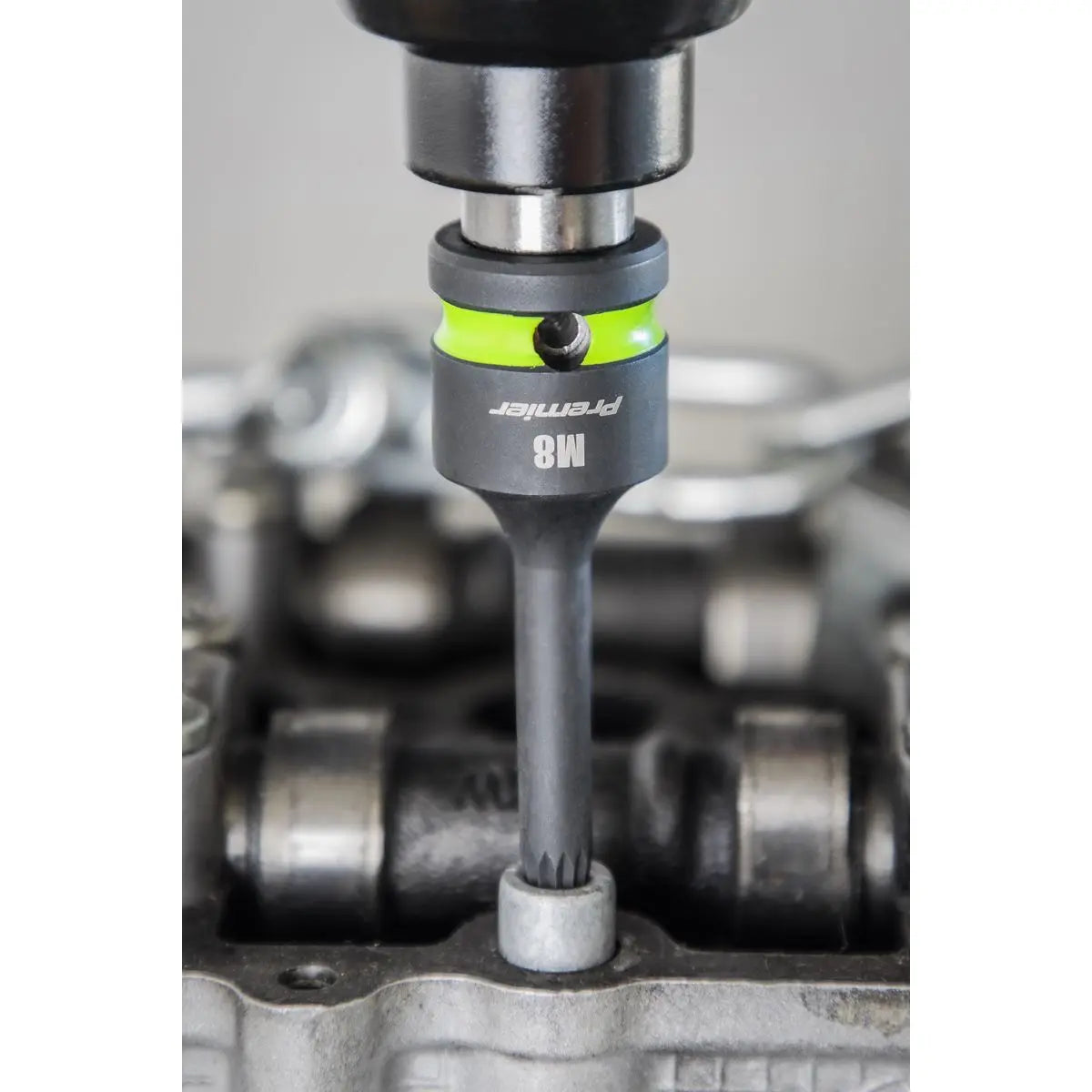 Sealey Premier Spline Impact Socket Bit Set 8pc 1/2"Sq Drive White Rose Tools