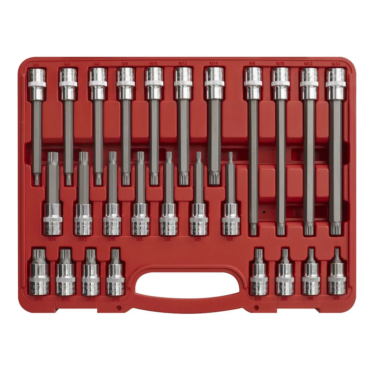 Sealey Premier Spline Socket Bit Set 26pc 1/2"Sq Drive