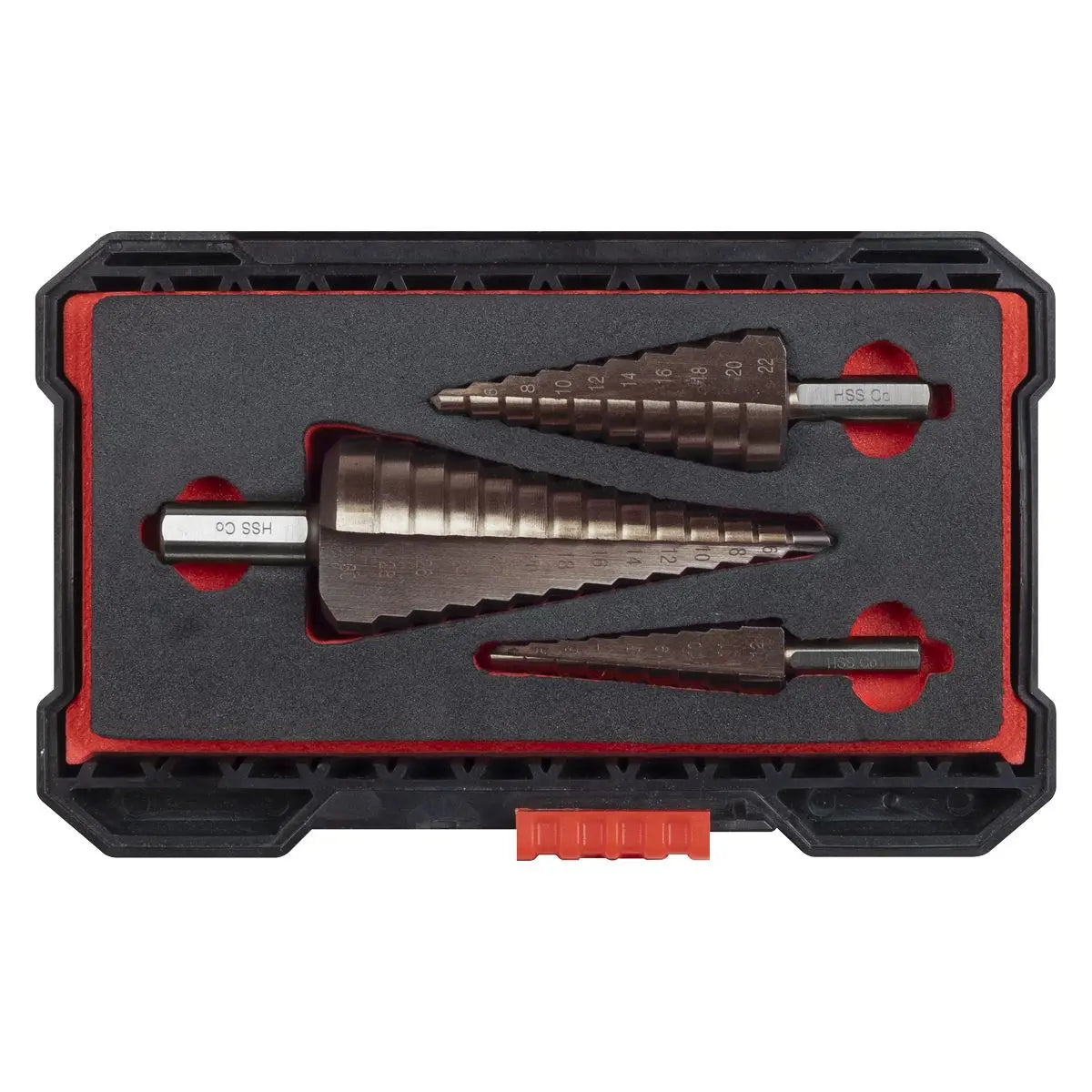 Sealey Premier Straight Flute HSS Cobalt Step Drill Bit Set 3pc White Rose Tools