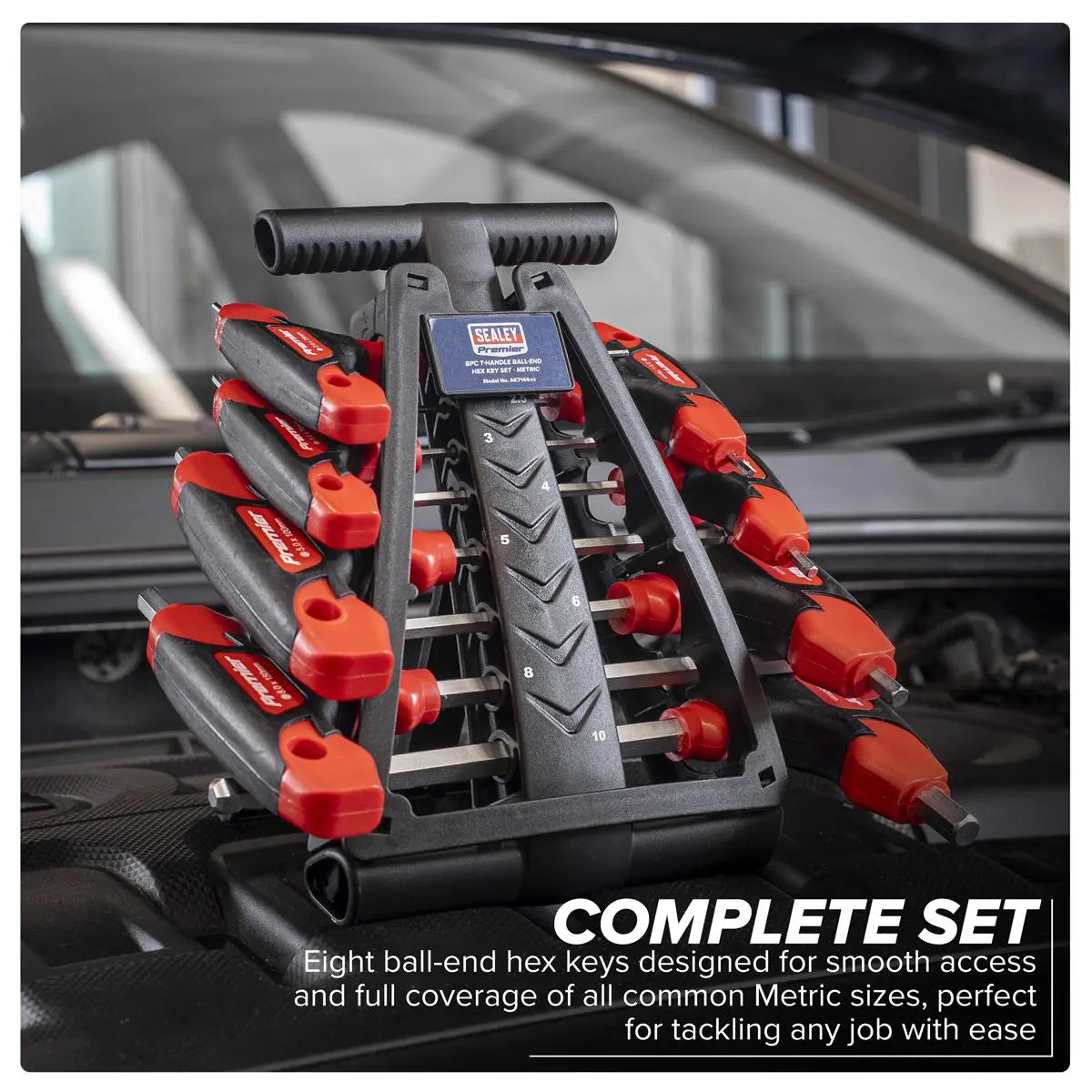 Sealey Premier T-Handle Ball-End Hex Key Set 8pc - White Rose Tools