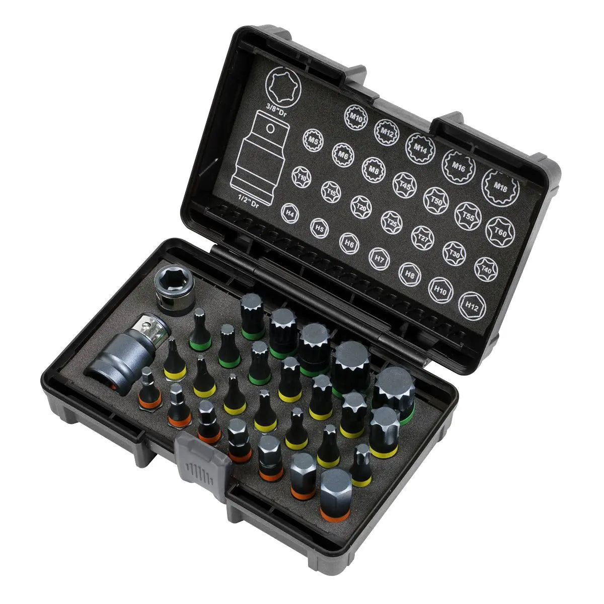 Sealey Premier TRX-Star*/Hex/Spline Bit Set Impact 28pc 3/8" & 1/2"Sq Drive
