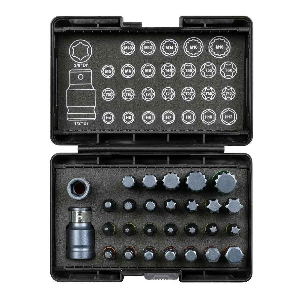 Sealey Premier TRX-Star*/Hex/Spline Bit Set Impact 28pc 3/8" & 1/2"Sq Drive