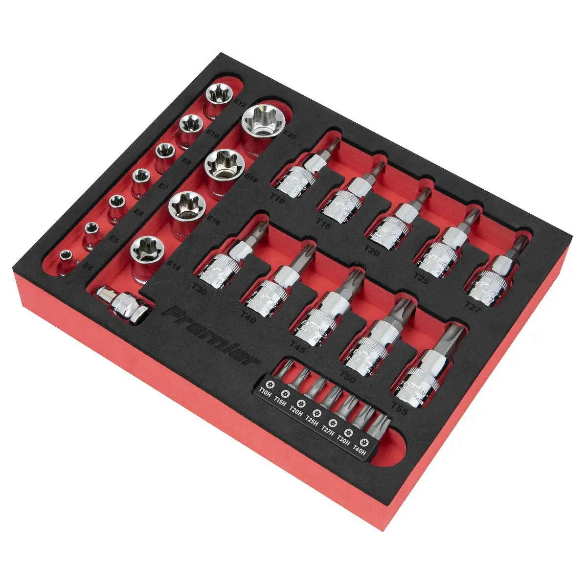 Sealey Premier TRX-Star* Socket & Security Bit Set 29pc 1/4"Sq & 3/8"Sq Drive