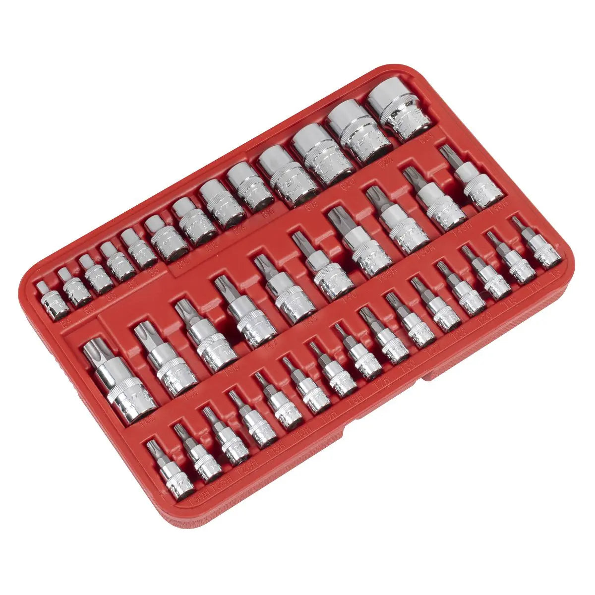 Sealey Premier TRX-Star* Socket & Security Socket Bit Set 1/4", 3/8" & 1/2"Sq Drive 38pc - White Rose Tools