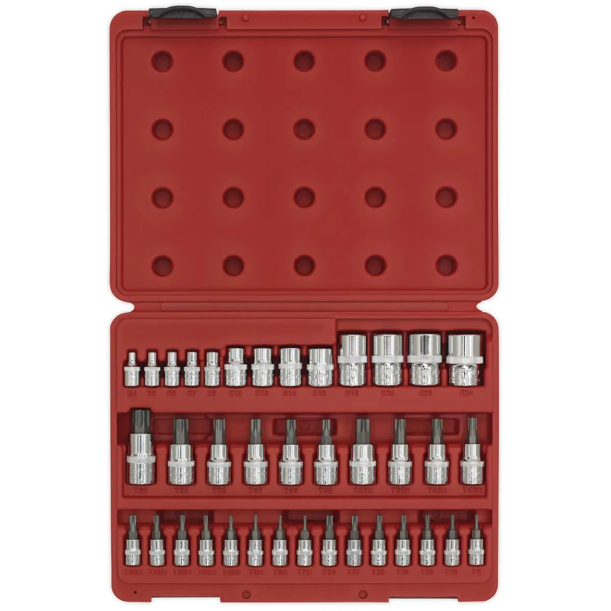 Sealey Premier TRX-Star* Socket & Security Socket Bit Set 38pc 1/4", 3/8" & 1/2"Sq Drive