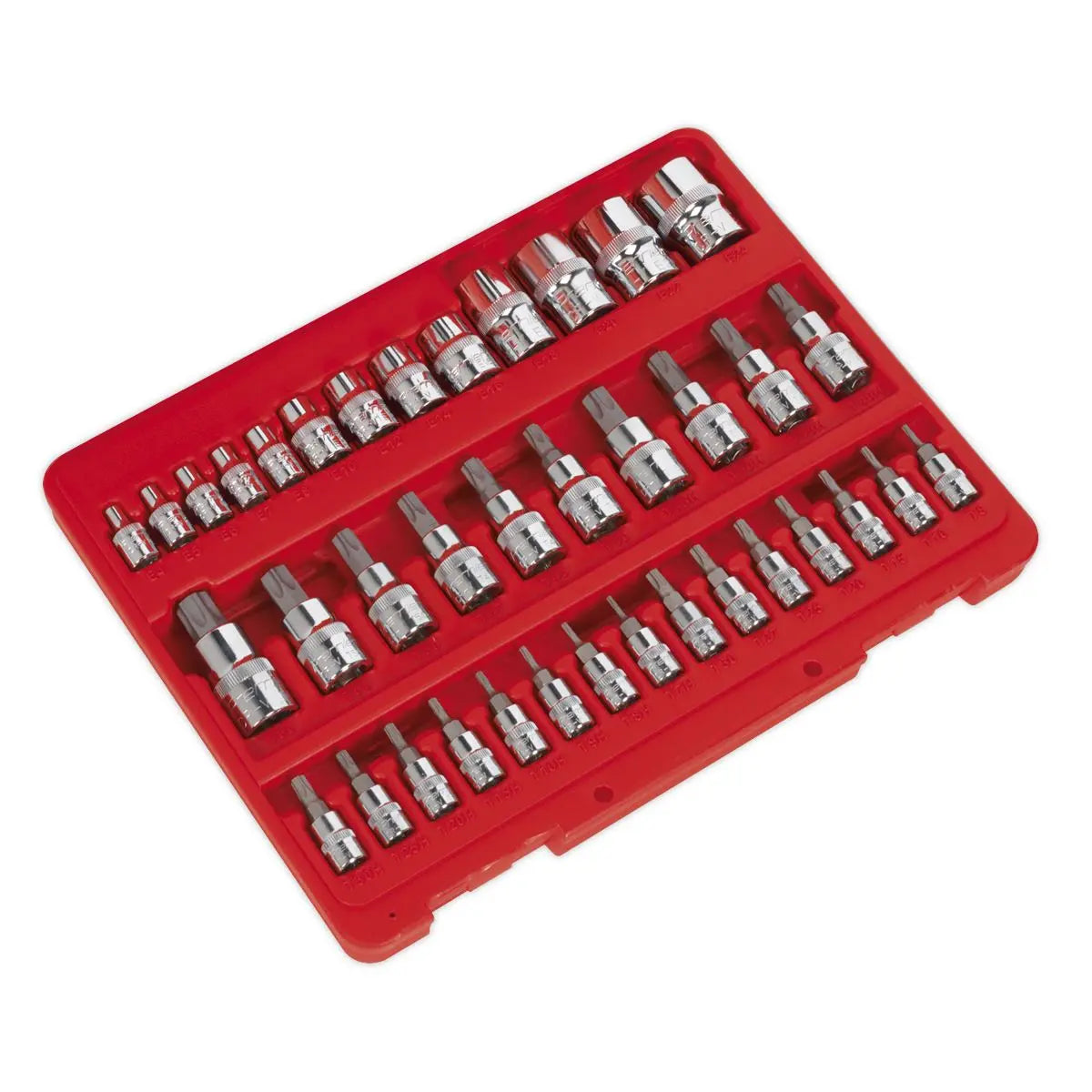 Sealey Premier TRX-Star* Socket & Security Socket Bit Set 38pc 1/4", 3/8" & 1/2"Sq Drive