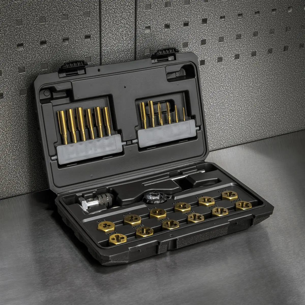 Sealey Premier Titanium Coated Hexagonal Tap & Die Set 26pc  White Rose Tools