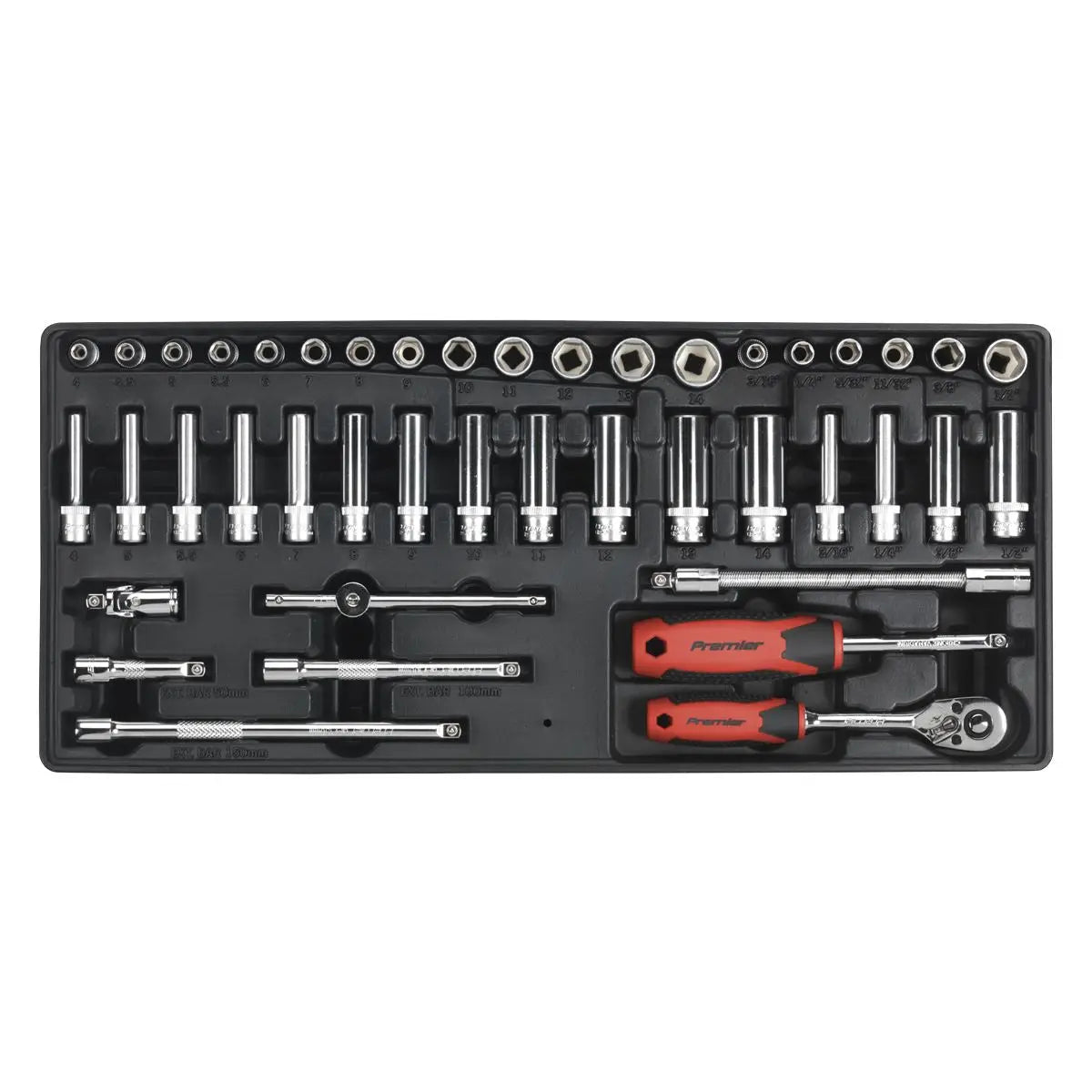 Sealey Premier Tool Tray with Socket Set 43pc 1/4"Sq Drive