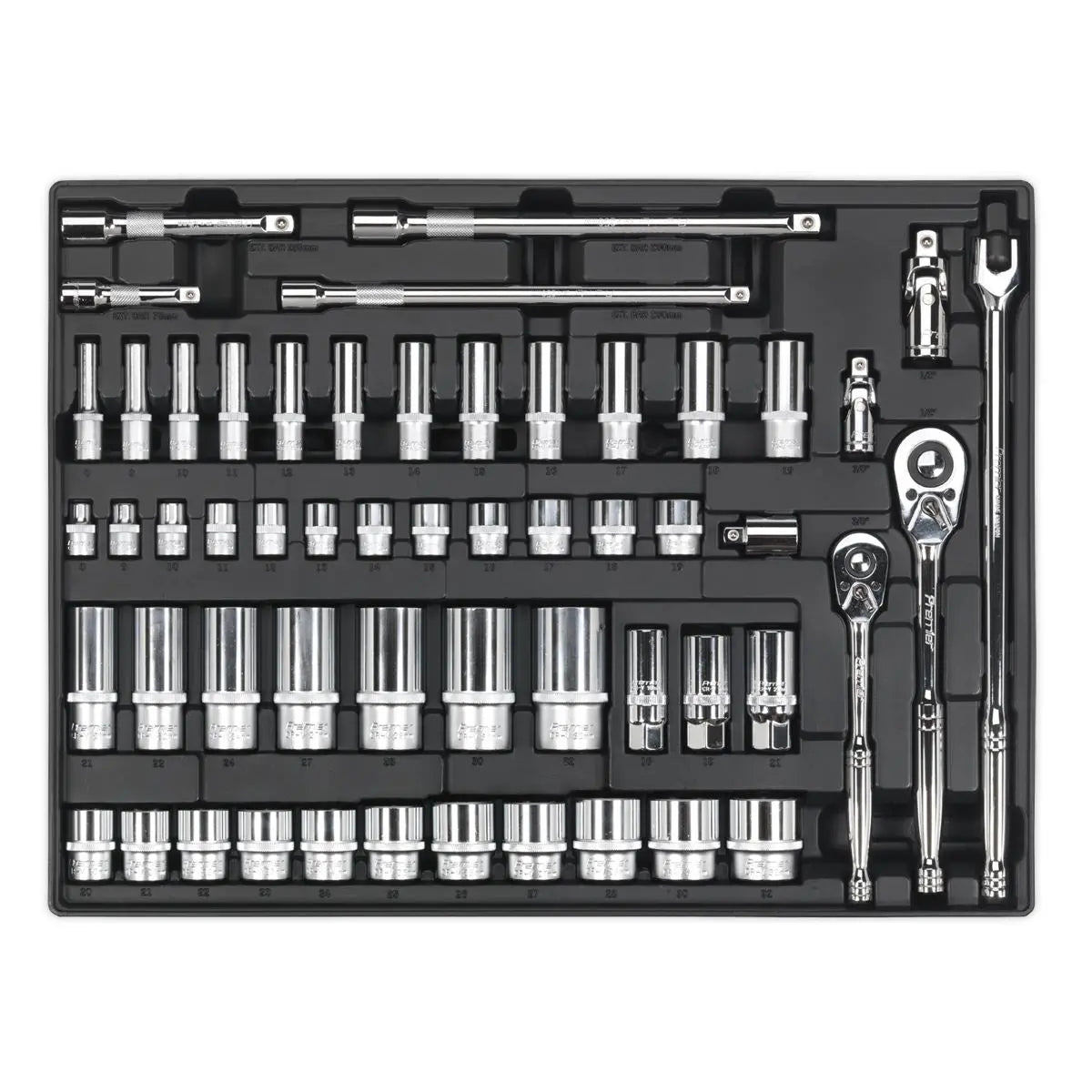Sealey Premier Tool Tray with Socket Set 55pc 3/8" & 1/2"Sq Drive