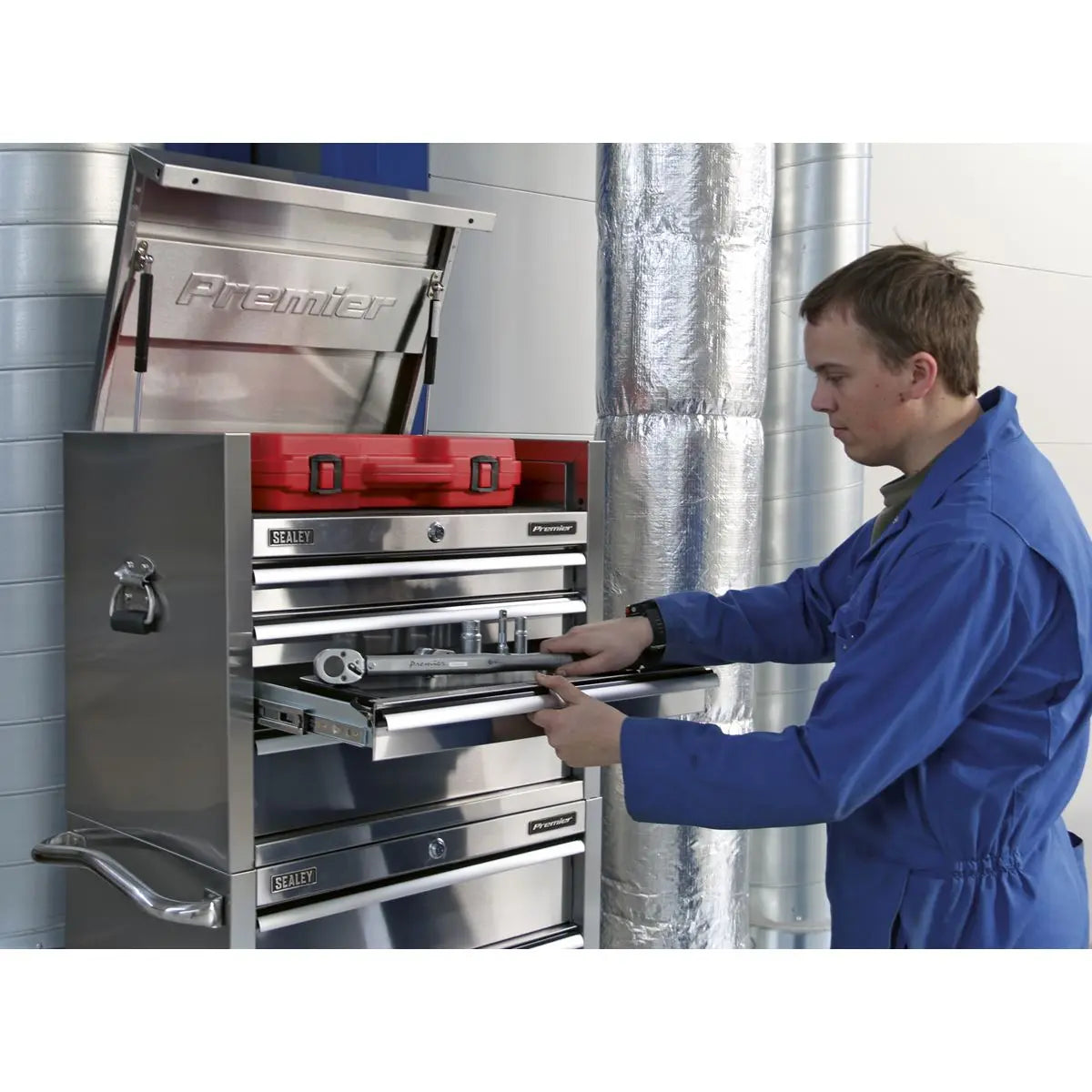 Sealey Premier Topchest 4 Drawer 675mm Stainless Steel Heavy-Duty White Rose Tools