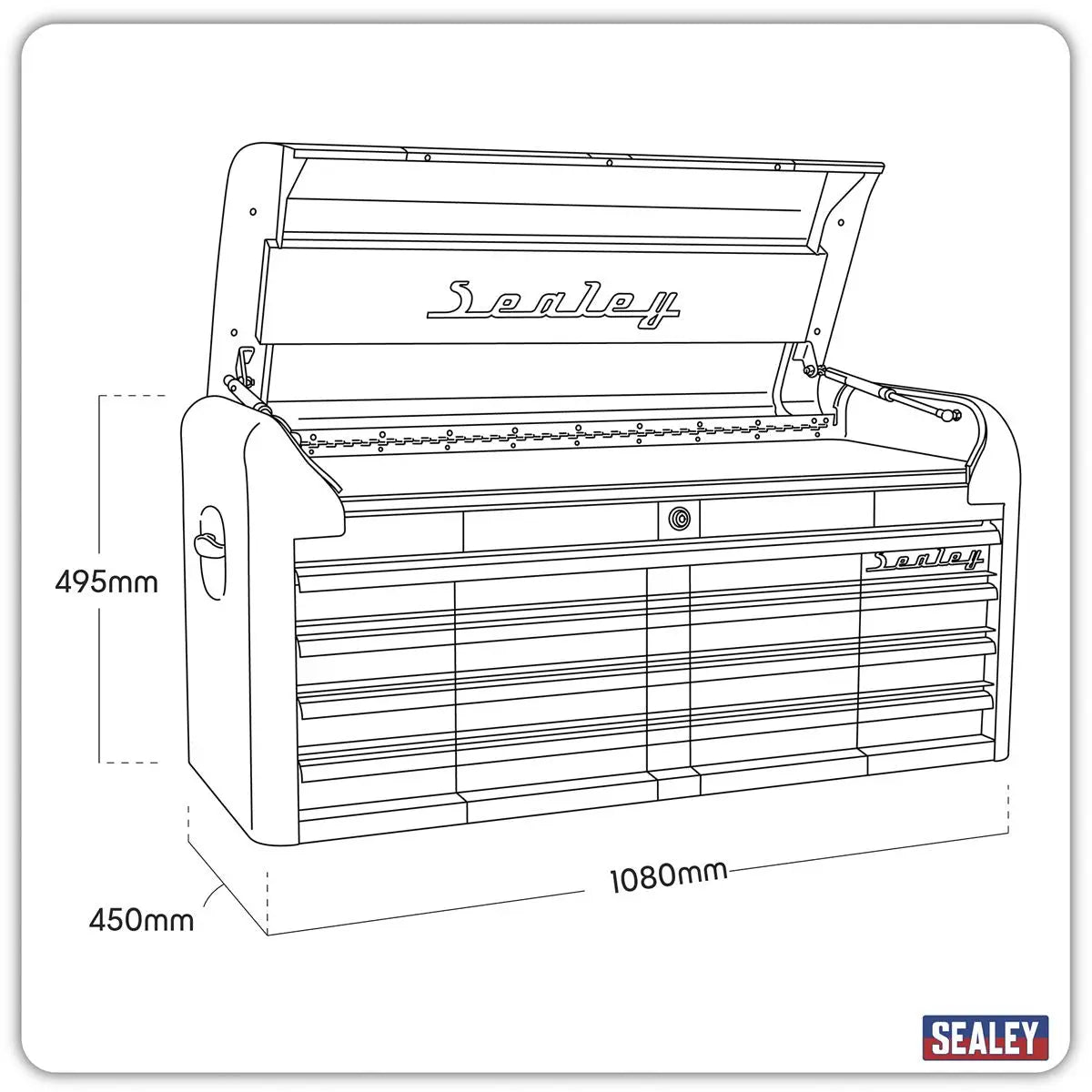Sealey Premier Topchest 4 Drawer Wide Retro Style - Blue with White Stripes