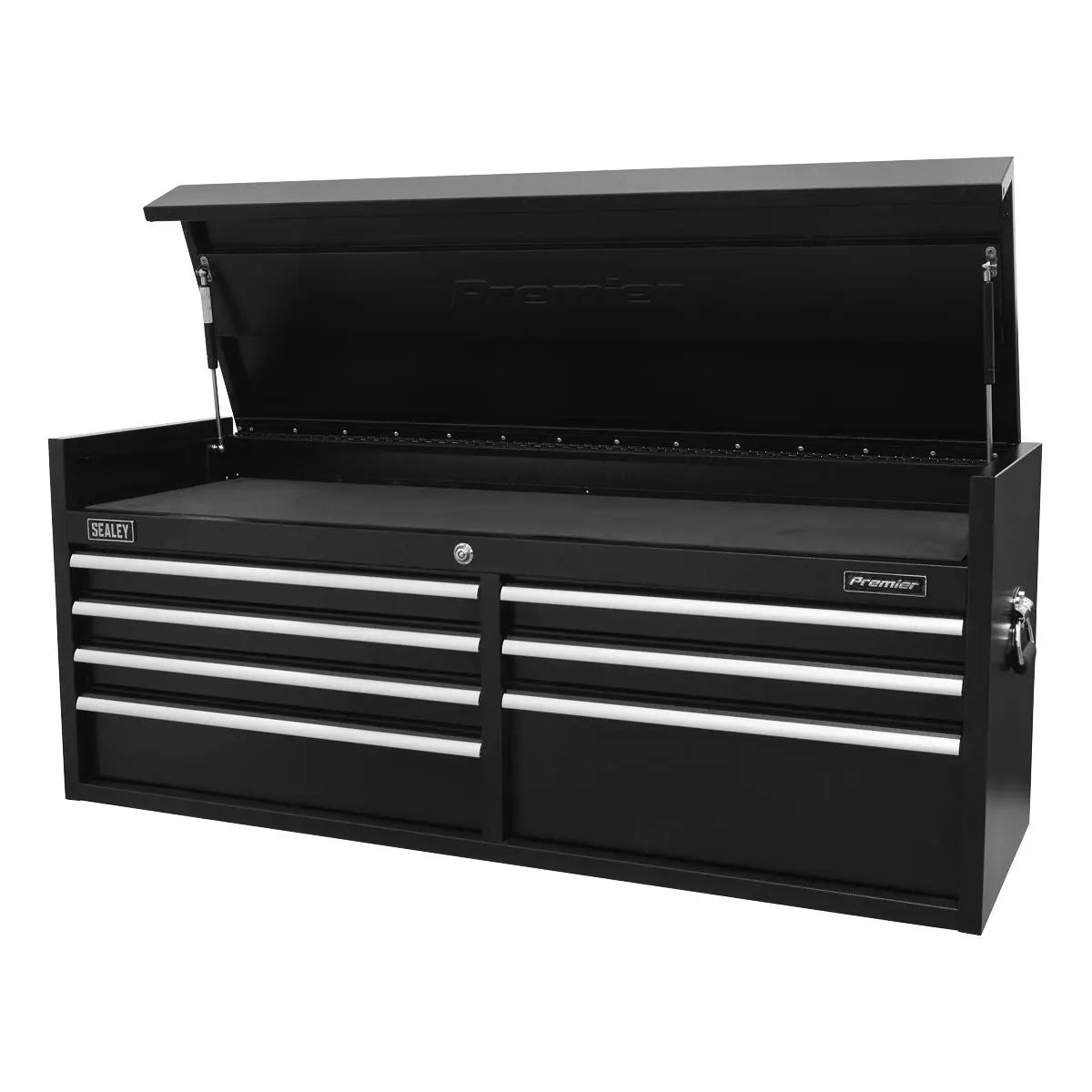 Sealey Premier Topchest 7 Drawer 1415mm Extra-Wide Heavy-Duty Black White Rose Tools