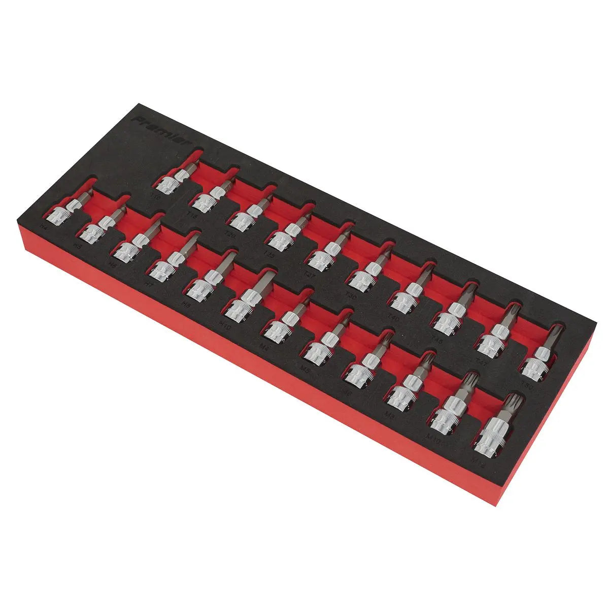 Sealey Premier Trx-Star Hex Spline Socket Bit Set in EVA Tray 22 Piece 3/8" Drive