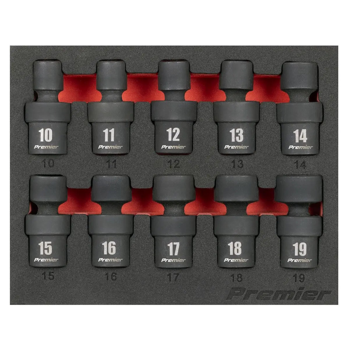 Sealey Premier Universal Joint Impact Socket Set 3/8"Sq Drive 10pc  White Rose Tools