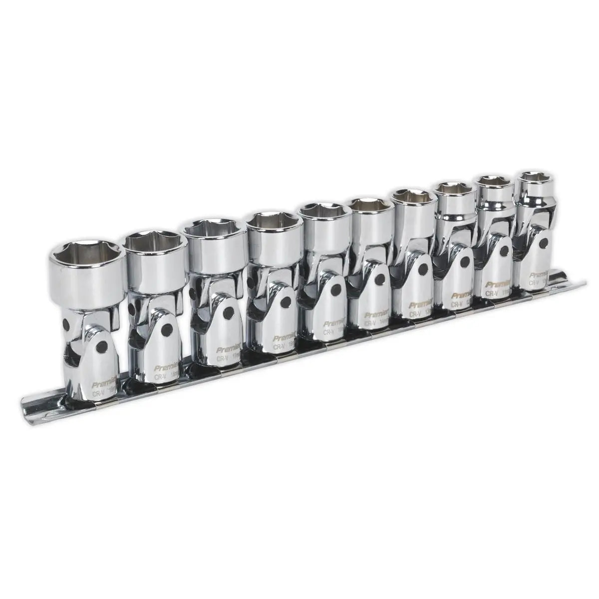 Sealey Premier Universal Joint Socket Set 10pc 3/8"Sq Drive 6pt WallDrive® Metric