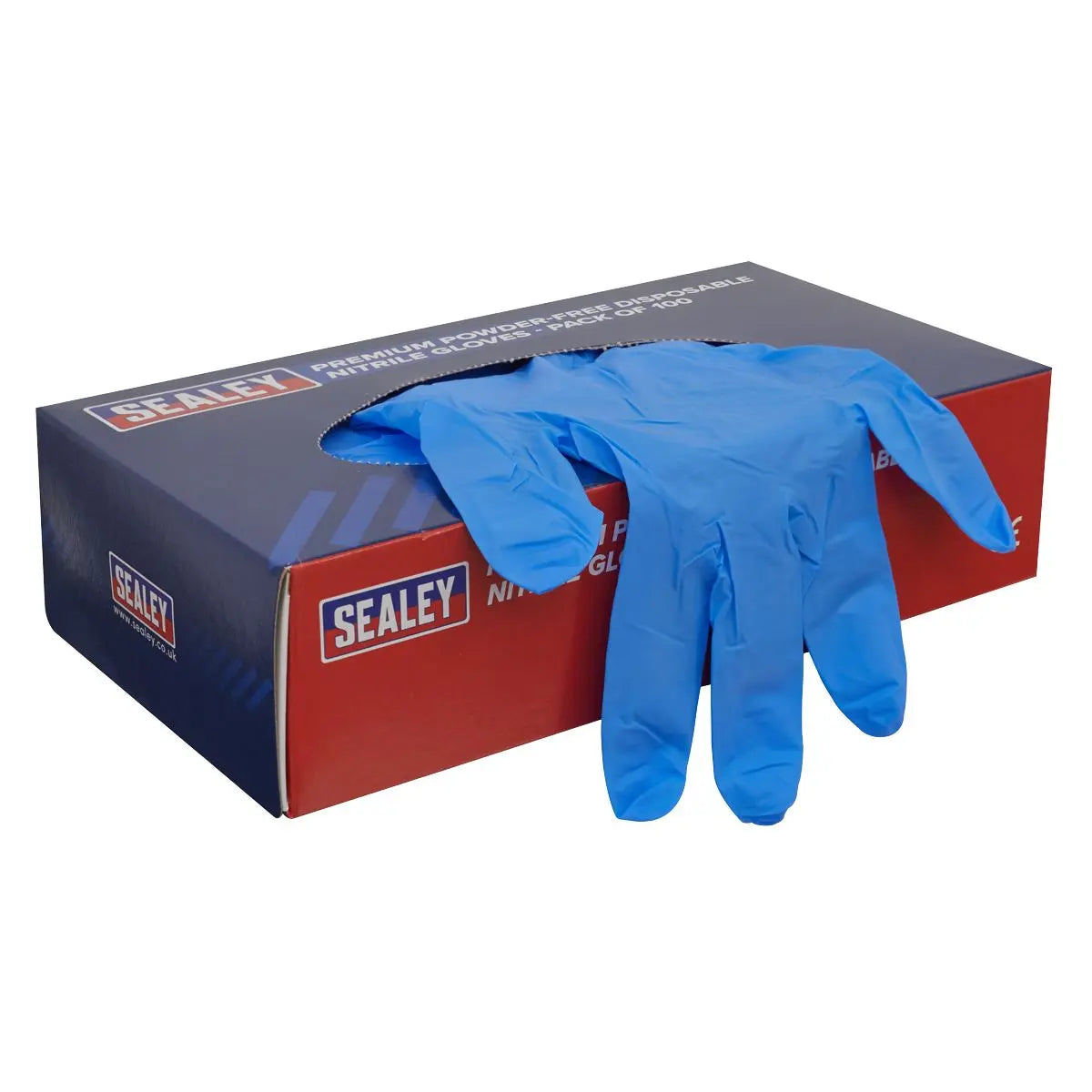 Sealey Premium Powder-Free Disposable Nitrile Gloves Large Pack of 100