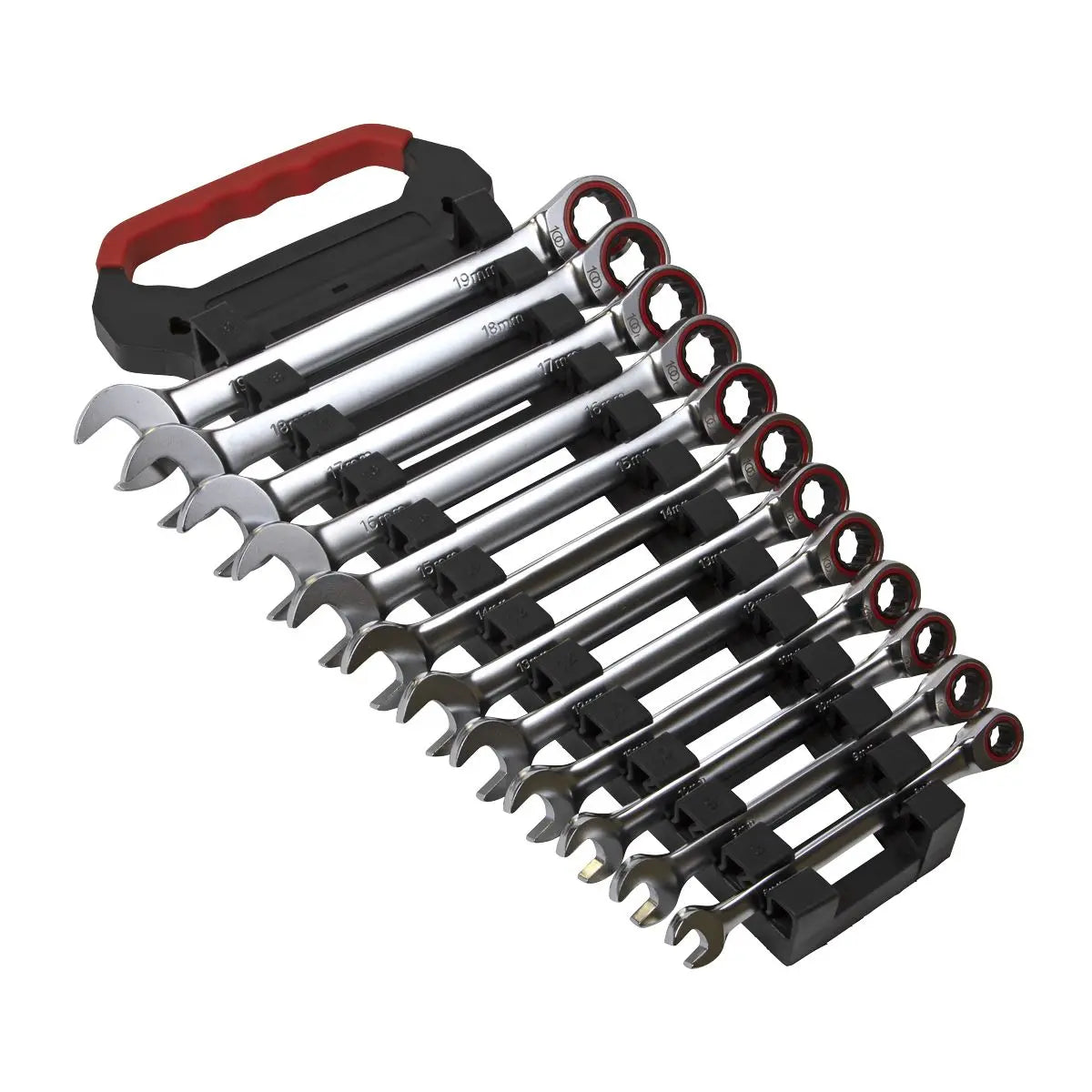 Sealey Ratchet Combination Spanner Set 12 Piece 8-19mm 100 Tooth Premier