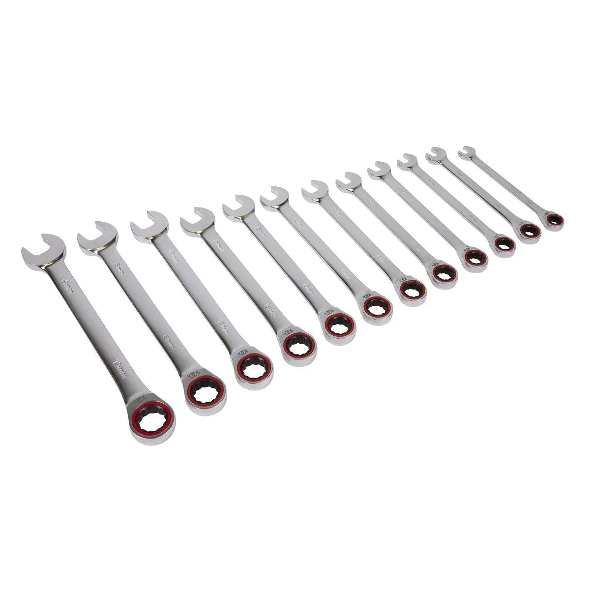 Sealey Ratchet Combination Spanner Set 12 Piece 8-19mm 100 Tooth Premier