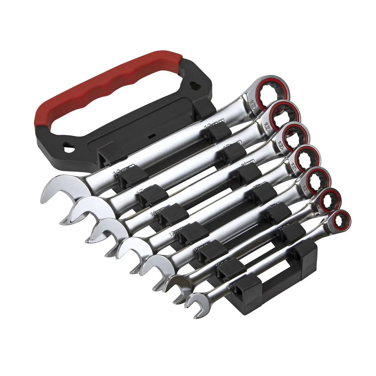 Sealey Ratchet Combination Spanner Set 7 Piece 8-19mm 100 Tooth Premier