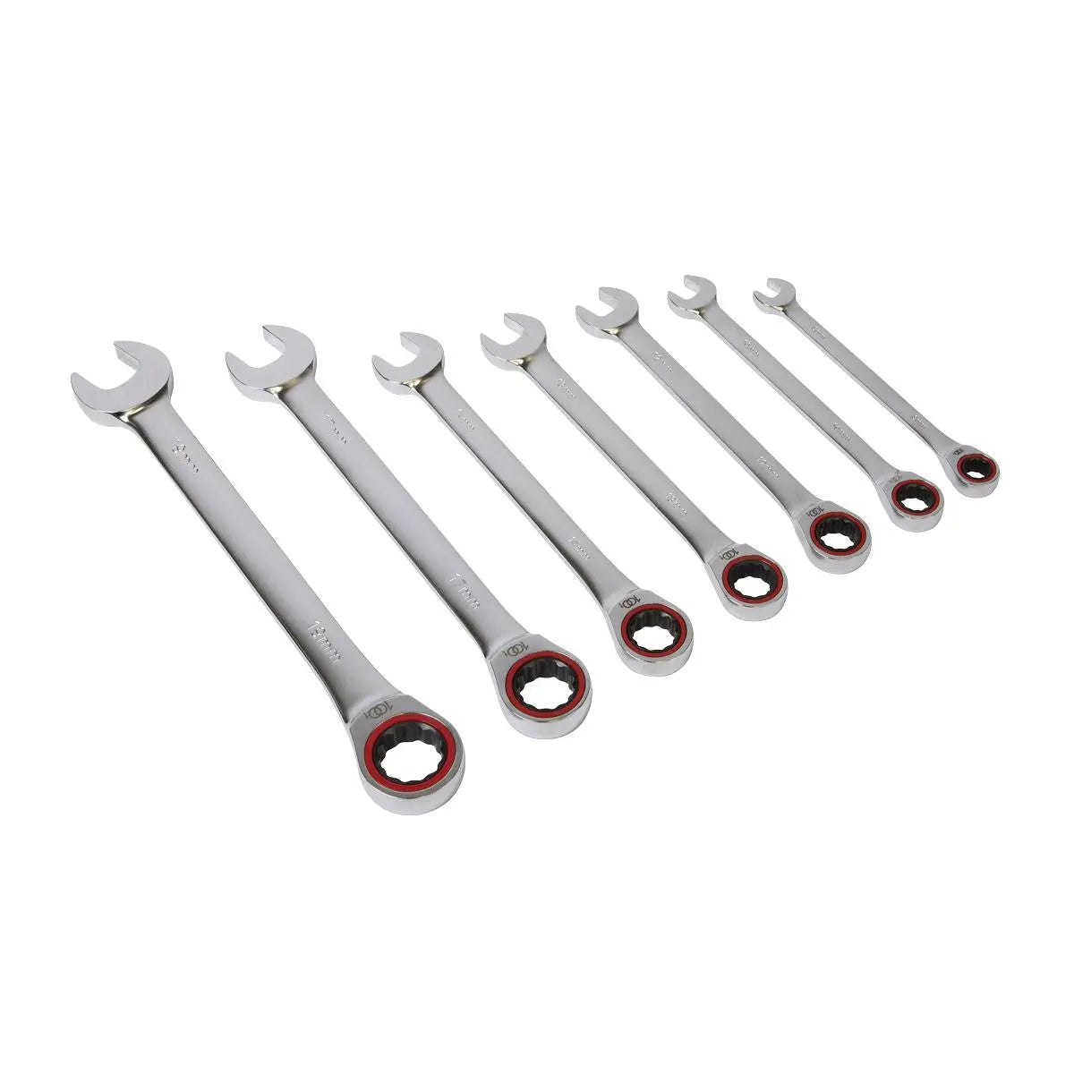 Sealey Ratchet Combination Spanner Set 7 Piece 8-19mm 100 Tooth Premier