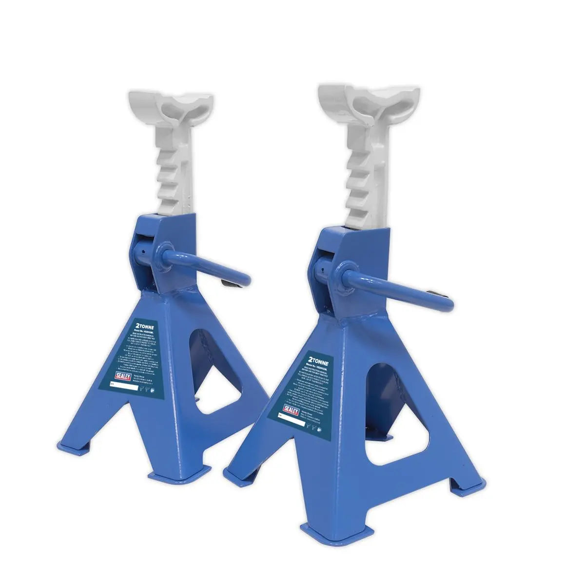 Sealey Ratchet Type Axle Stands (Pair) 2 Tonne Capacity per Stand - Blue