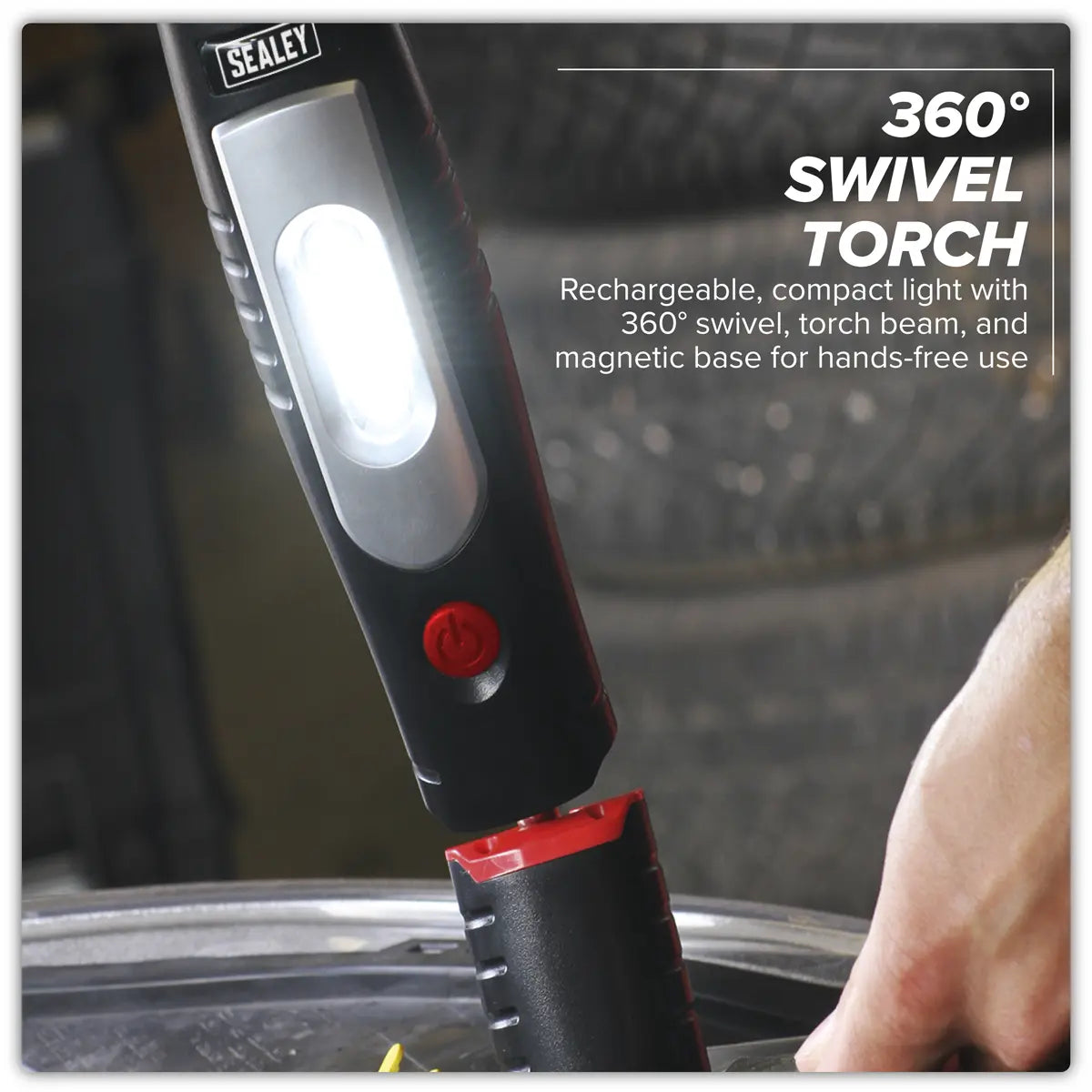 Sealey Rechargeable 360° Inspection Light 4W & 3W SMD LED - Black White Rose Tools