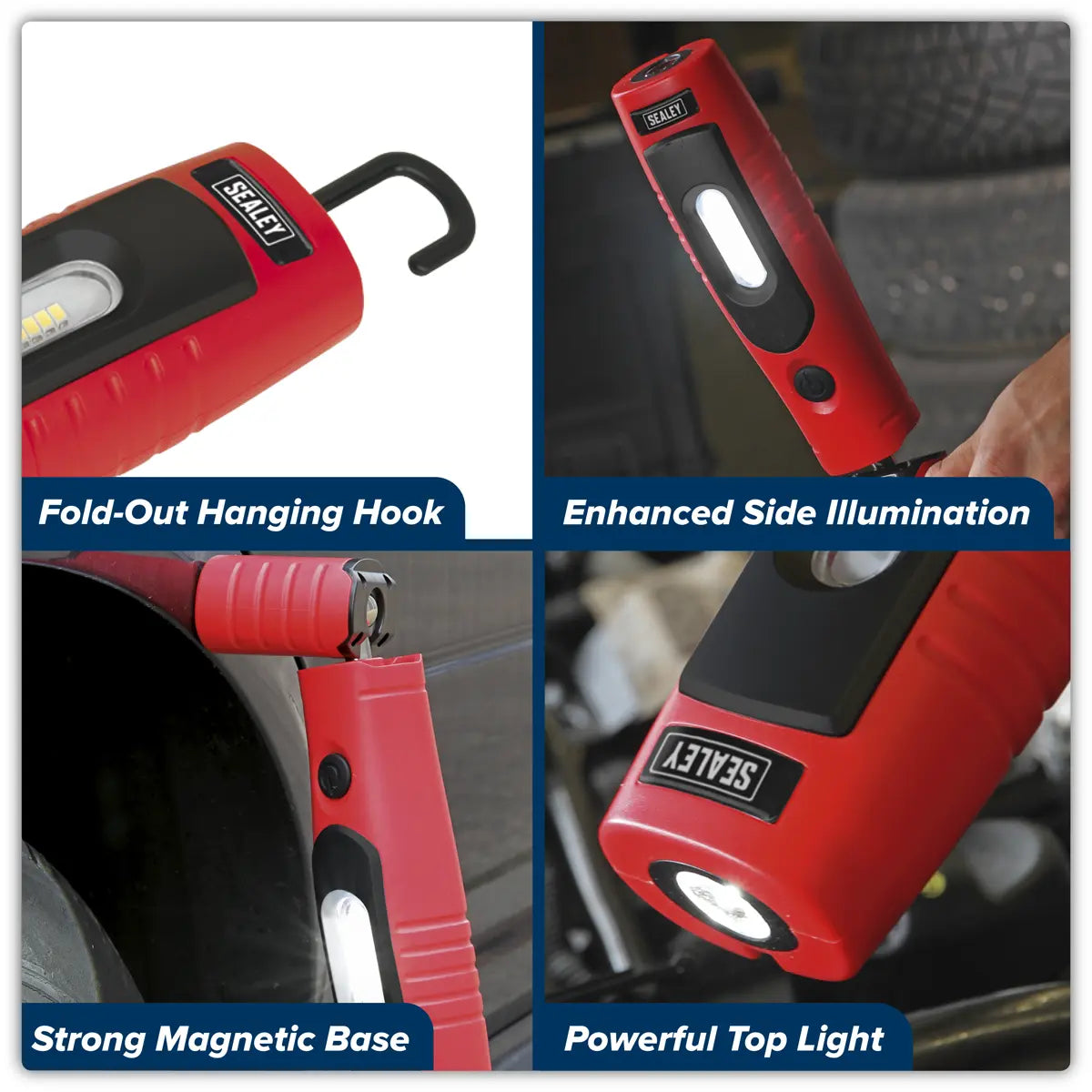 Sealey Rechargeable 360° Inspection Light 4W & 3W SMD LED - Red White Rose Tools