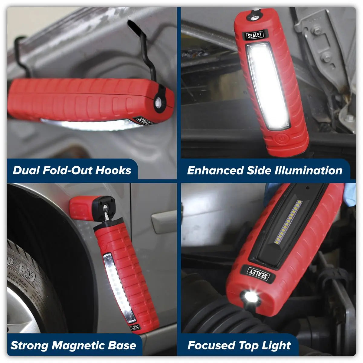 Sealey Rechargeable 360° Inspection Light 8W & 3W SMD LED Red Lithium-ion White Rose Tools