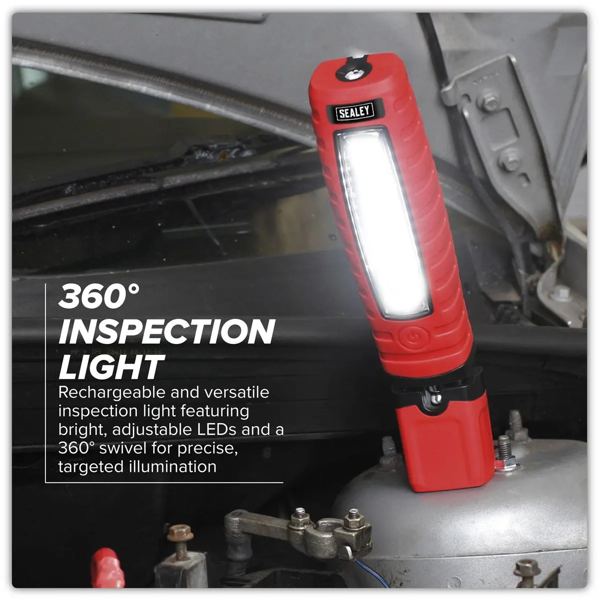 Sealey Rechargeable 360° Inspection Light 8W & 3W SMD LED Red Lithium-ion White Rose Tools