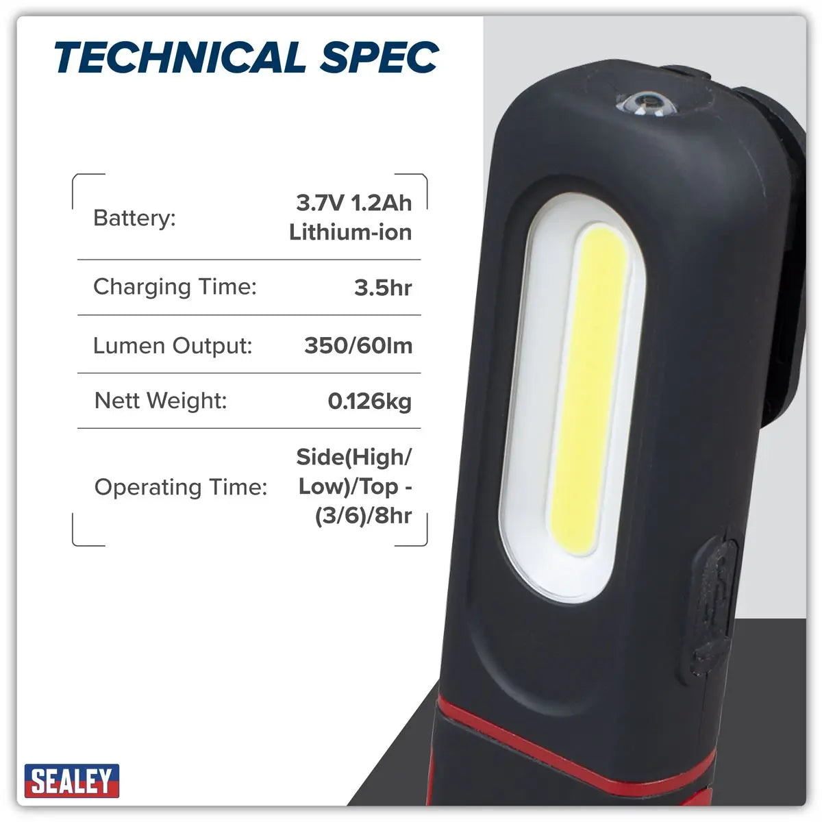 Sealey Rechargeable 3W COB & 3W SMD LED Inspection Light White Rose Tools