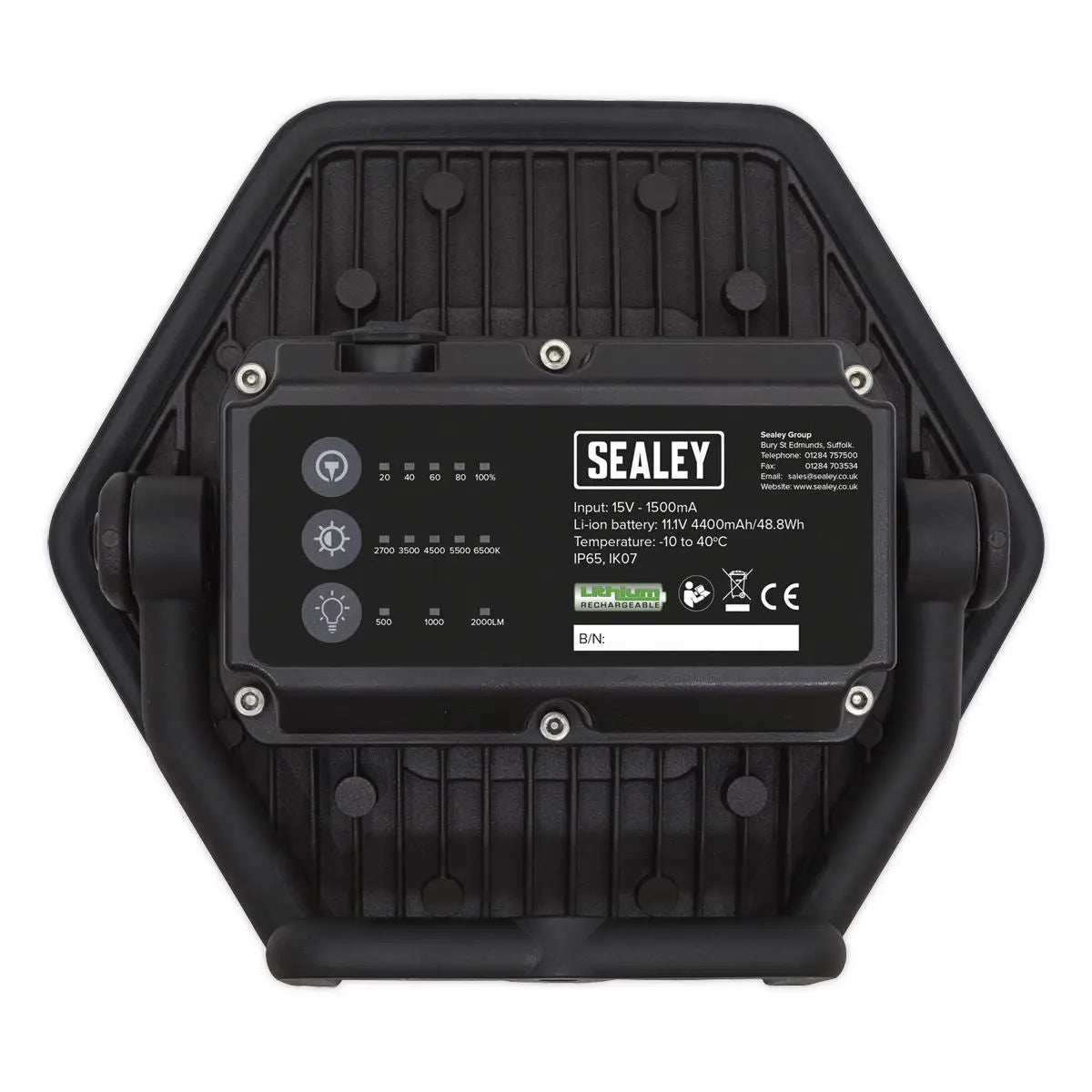 Sealey Rechargeable Floodlight 20W COB LED Lithium-ion - Colour Match CRI 96