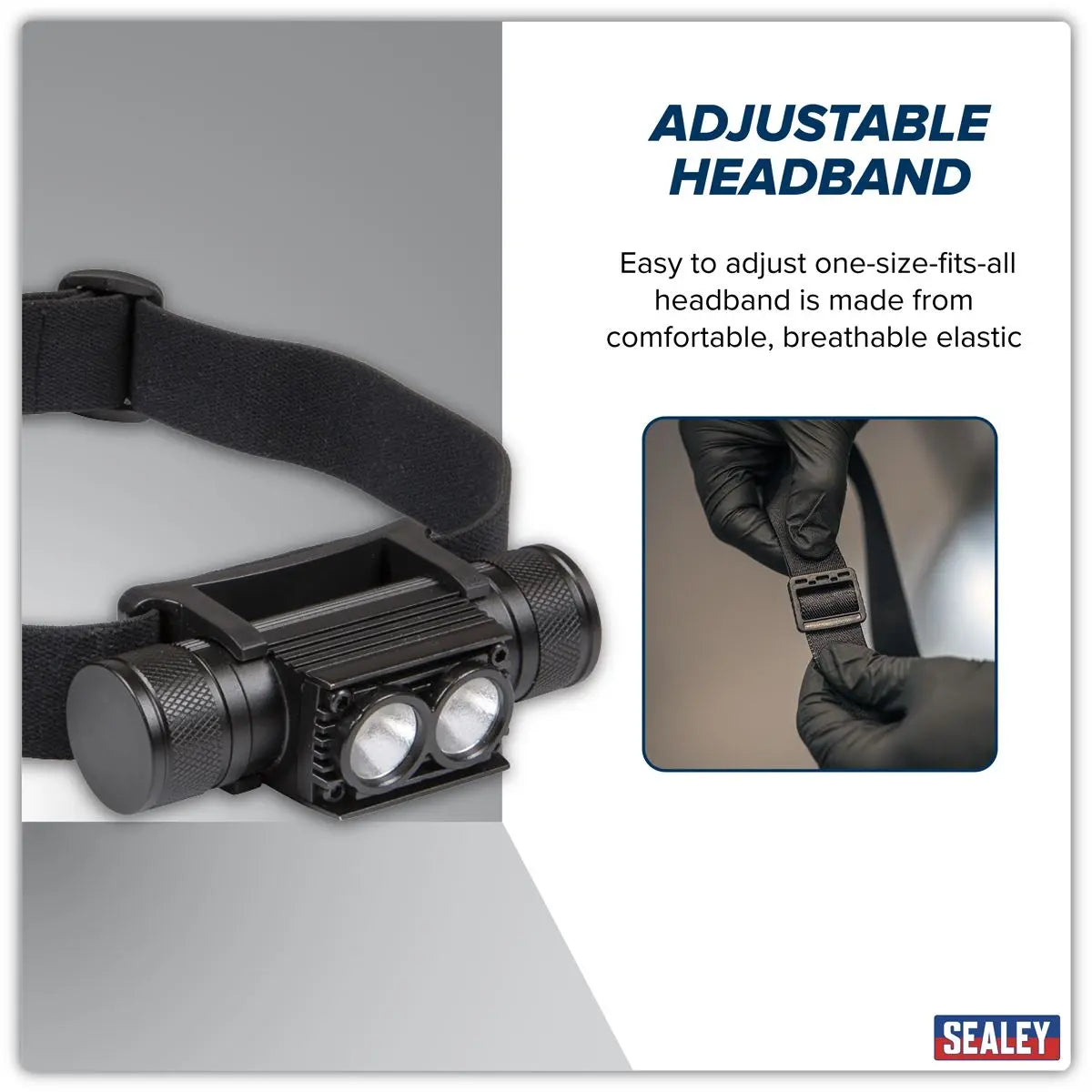 Sealey Rechargeable Head Torch 10W SMD LED White Rose Tools