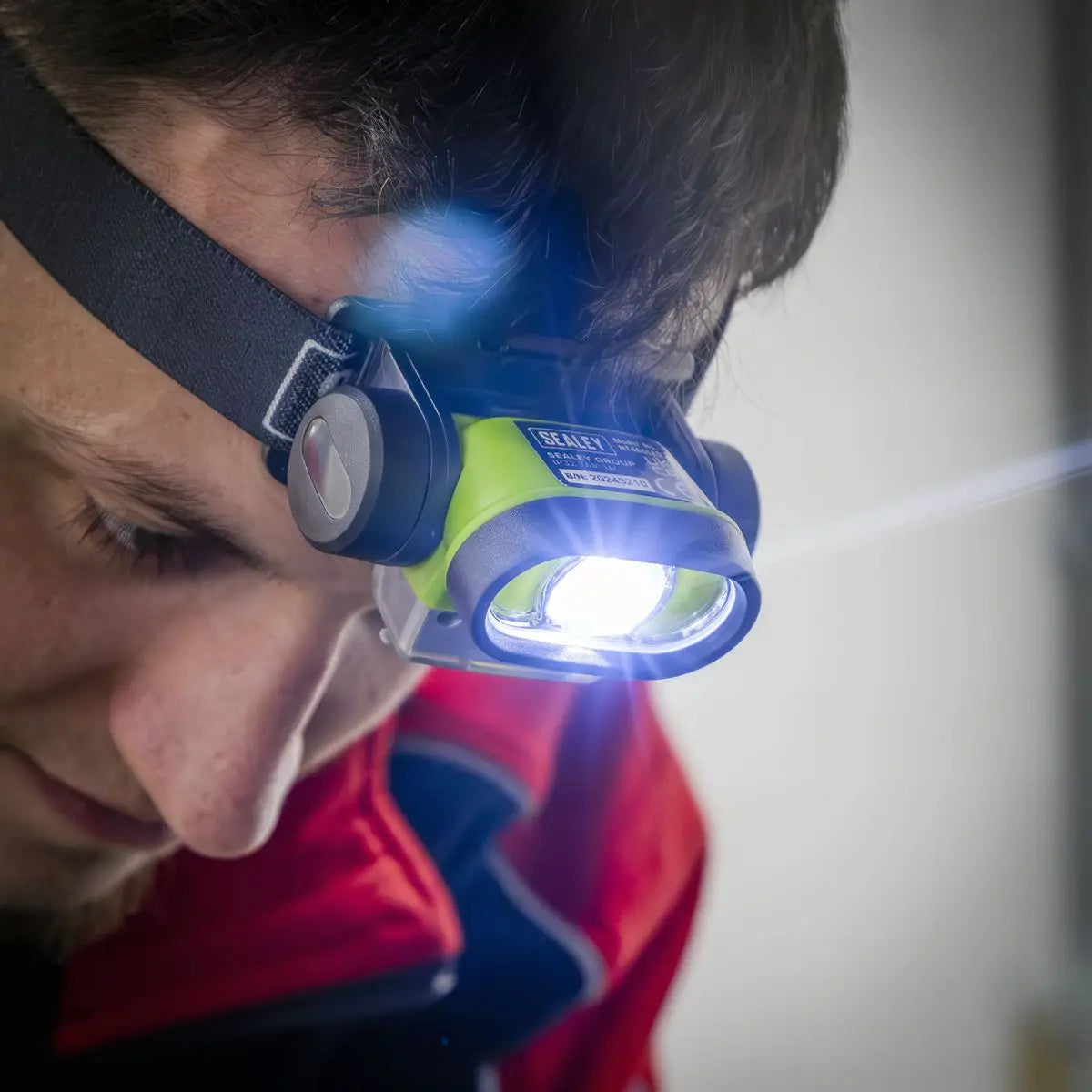 Sealey Rechargeable Head Torch with Auto-Sensor 5W & 3W COB LED White Rose Tools