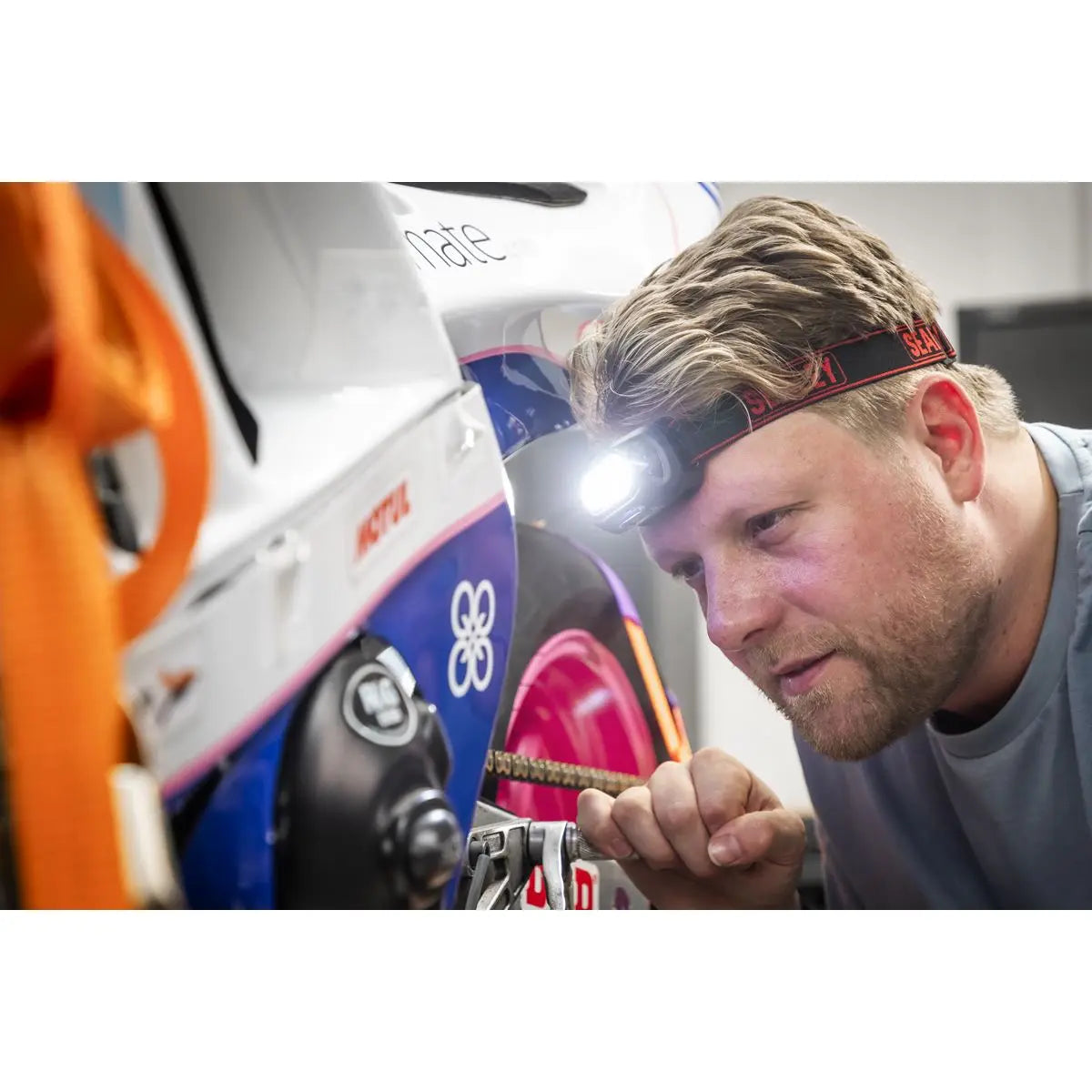 Sealey Rechargeable Head Torch with Auto-Sensor 8W COB LED White Rose Tools